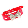 Super Deal Dog Collar Bling Crystal With Leather Bow Necklace