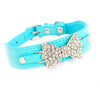 Super Deal Dog Collar Bling Crystal With Leather Bow Necklace