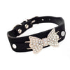 Super Deal Dog Collar Bling Crystal With Leather Bow Necklace