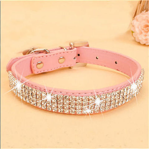 Bling Rhinestone PU Leather Crystal Diamond Puppy Collar