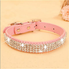 Bling Rhinestone PU Leather Crystal Diamond Puppy Collar
