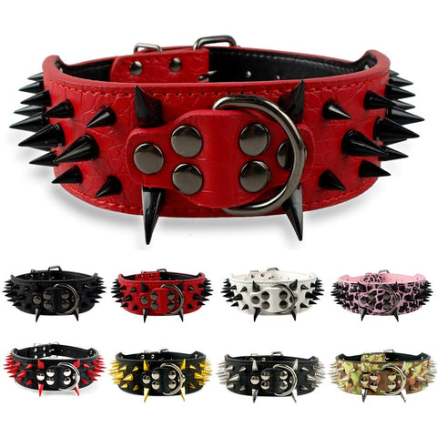 Sharp Spiked Studded Leather Dog Collars